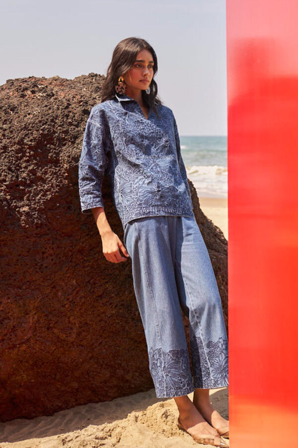 Embroidered Denim Set