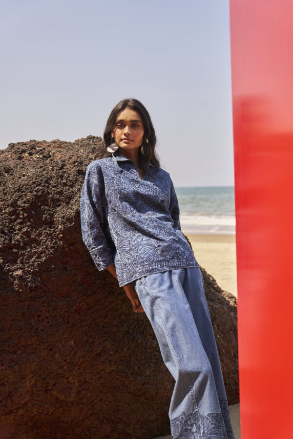 Embroidered Cuff Denim Pant - Image 15