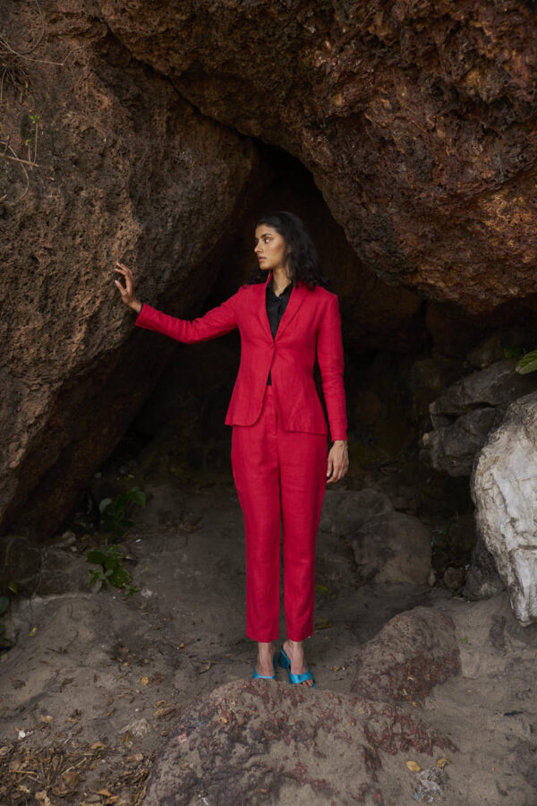 Red Linen Suit - Image 4