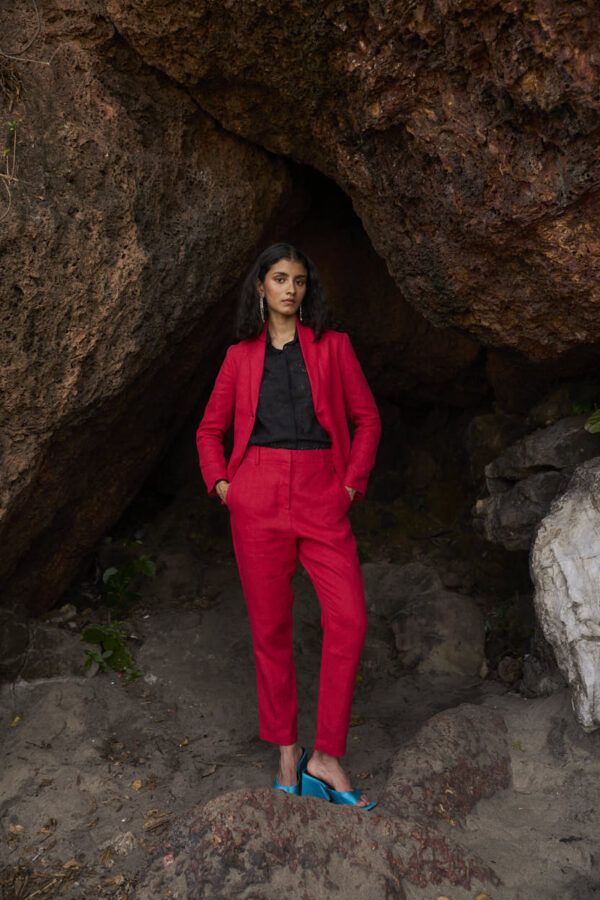 Red Linen Suit - Image 14