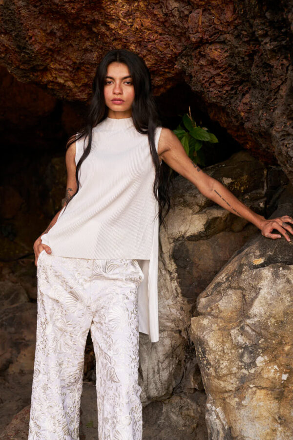 Pleated High/Low Top - Image 11