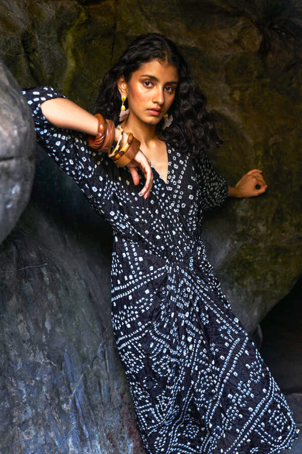Bandhani Draped Dress - Image 2