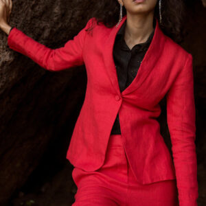 Red Linen Blazer