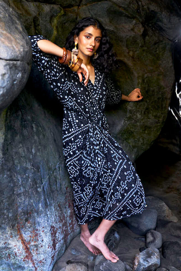 Bandhani Draped Dress - Image 7