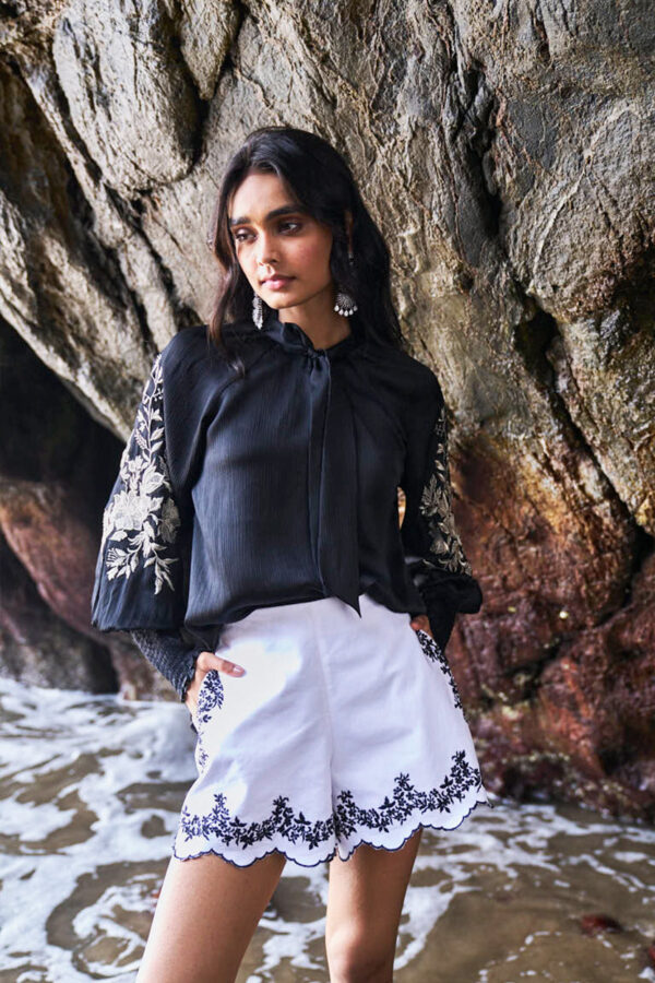 Embroidered Black Peasant Top - Image 11