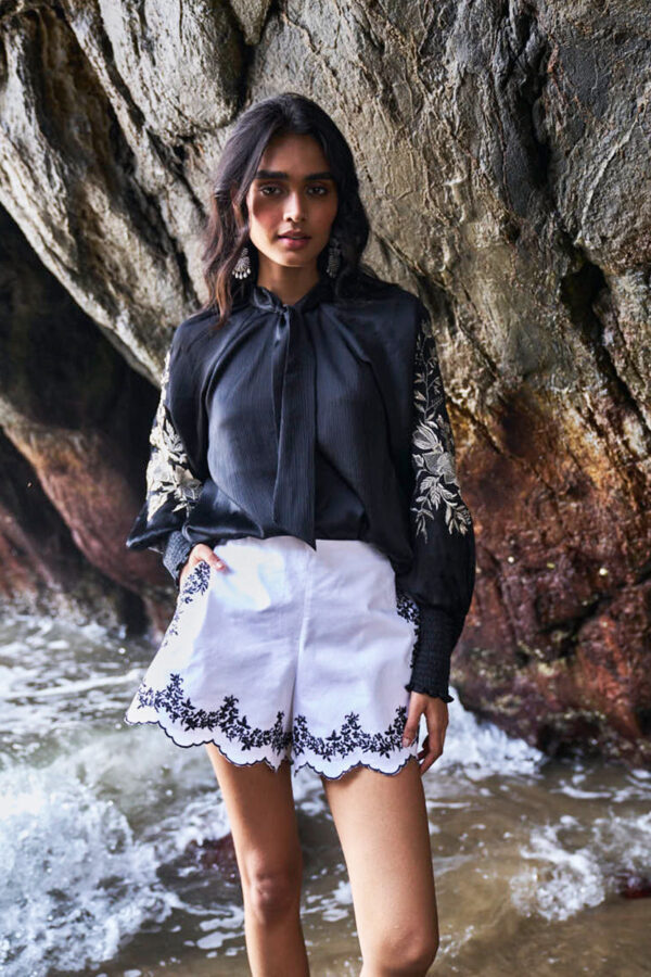 Embroidered Black Peasant Top - Image 12