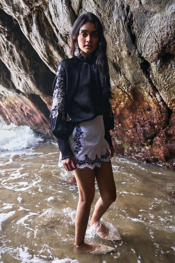 Embroidered White Denim Shorts - Image 19