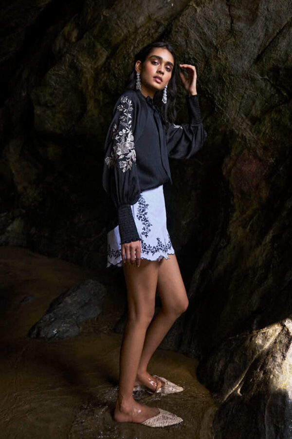Embroidered Black Peasant Top - Image 15
