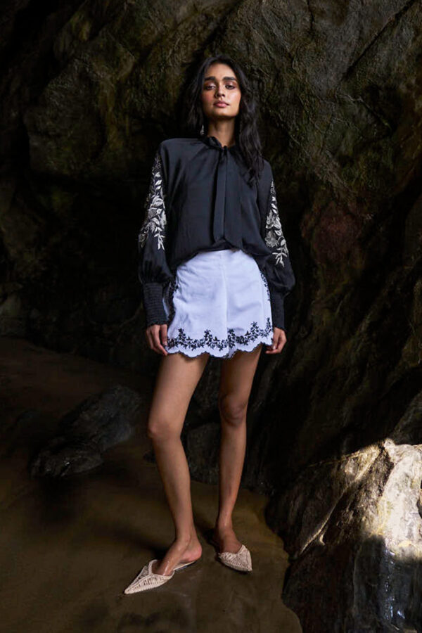 Embroidered Black Peasant Top - Image 16