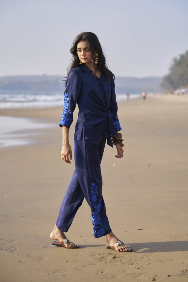 Side Tie Embroidered Cuff Shirt - Image 3