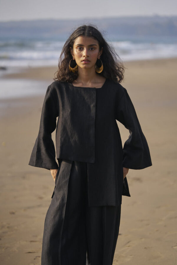 Uneven Hem Linen Top - Image 3
