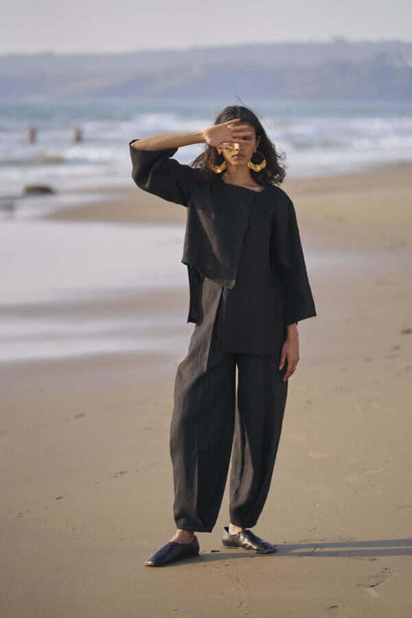 Uneven Hem Linen Top - Image 16