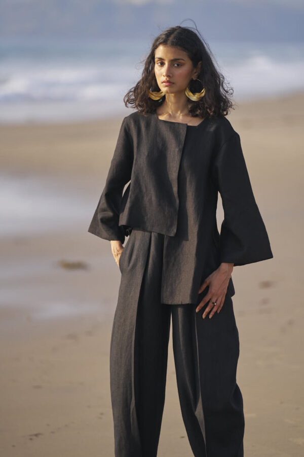 Inverted Pleat Linen Pant - Image 3
