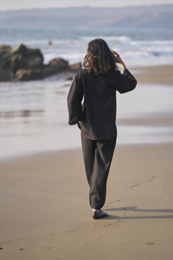Inverted Pleat Linen Pant - Image 2