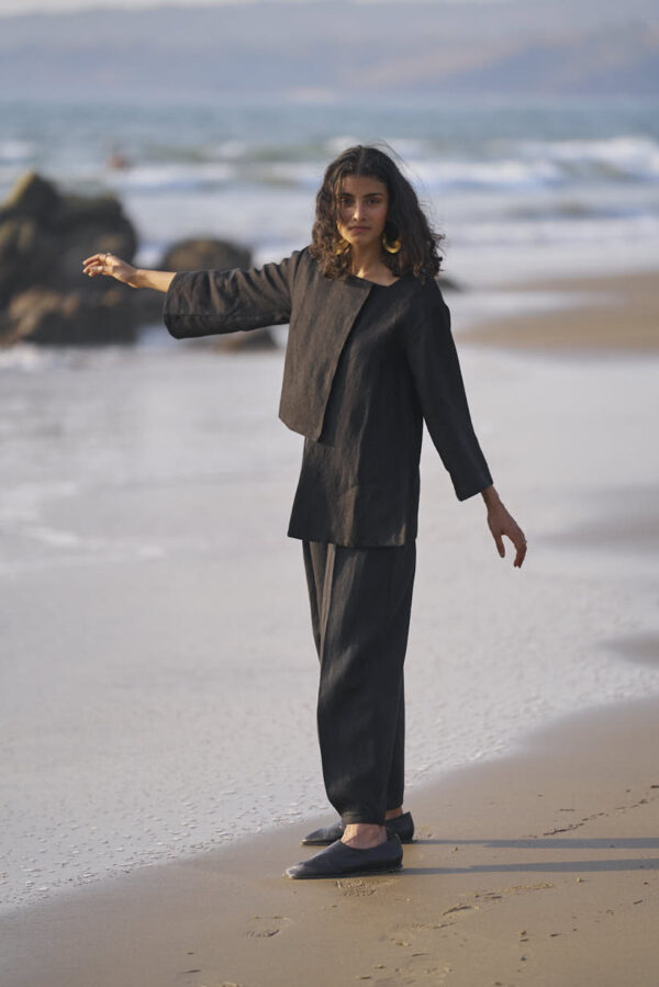 Uneven Hem Linen Top - Image 5