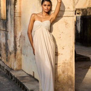Beaded Draped Gown