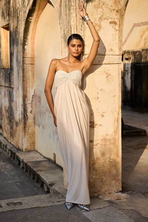 Beaded Draped Gown