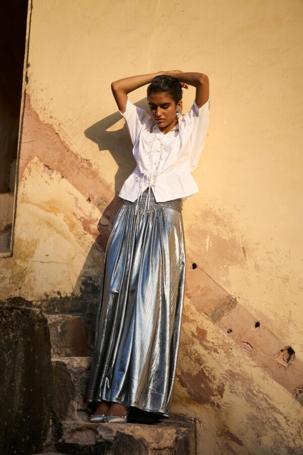 Fit & Flare Silver Skirt - Image 3