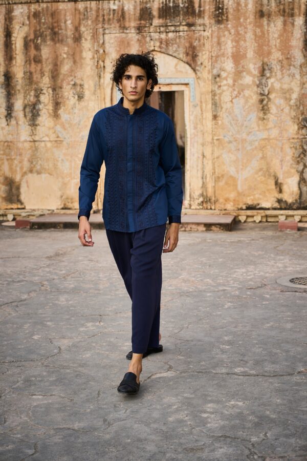 Embroidered Collar, Placket & Cuff Shirt - Image 2