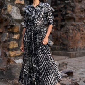 Tribal Shimmer Pleated Skirt