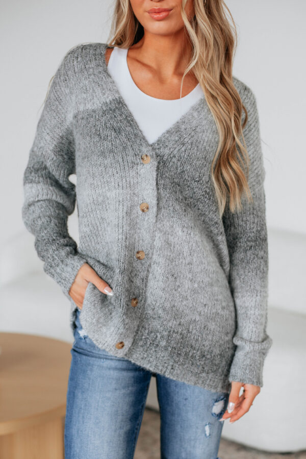 Elsie Knit Cardigan - Heather Grey - Image 2