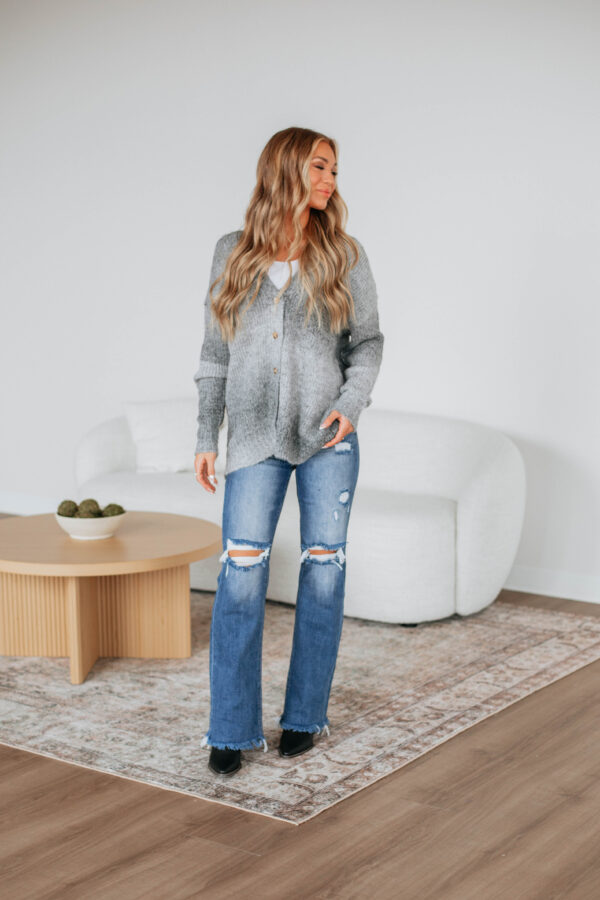 Elsie Knit Cardigan - Heather Grey - Image 3