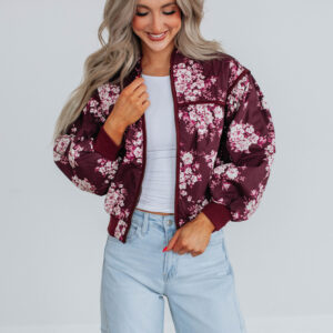 Dasha Quilted Bomber Jacket - Wine