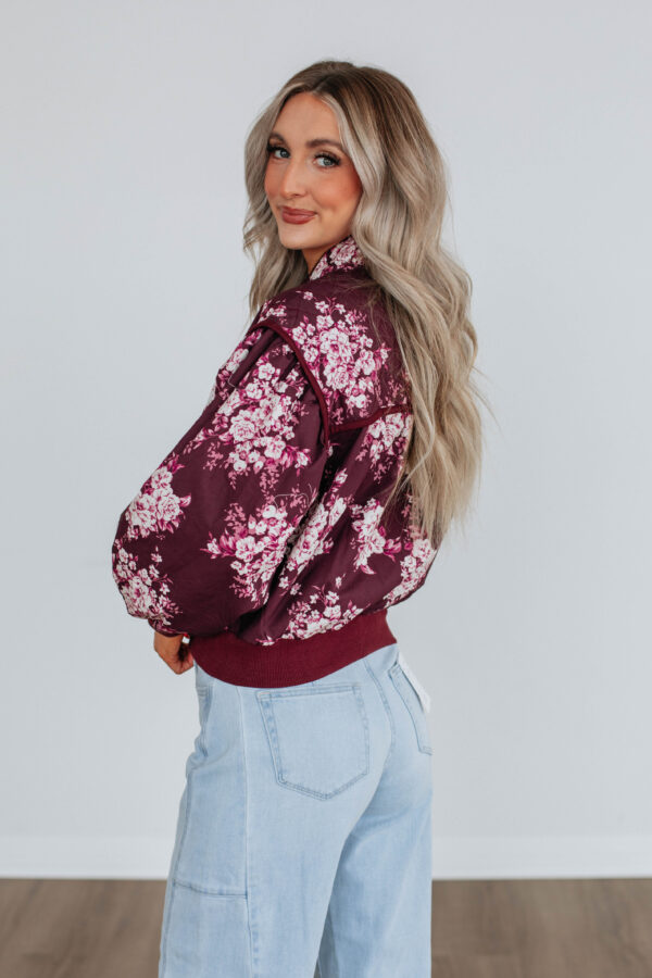 Dasha Quilted Bomber Jacket - Wine - Image 6