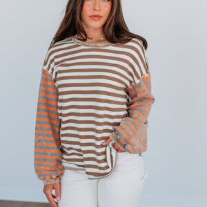 Kaden Striped Top - Mocha Mix