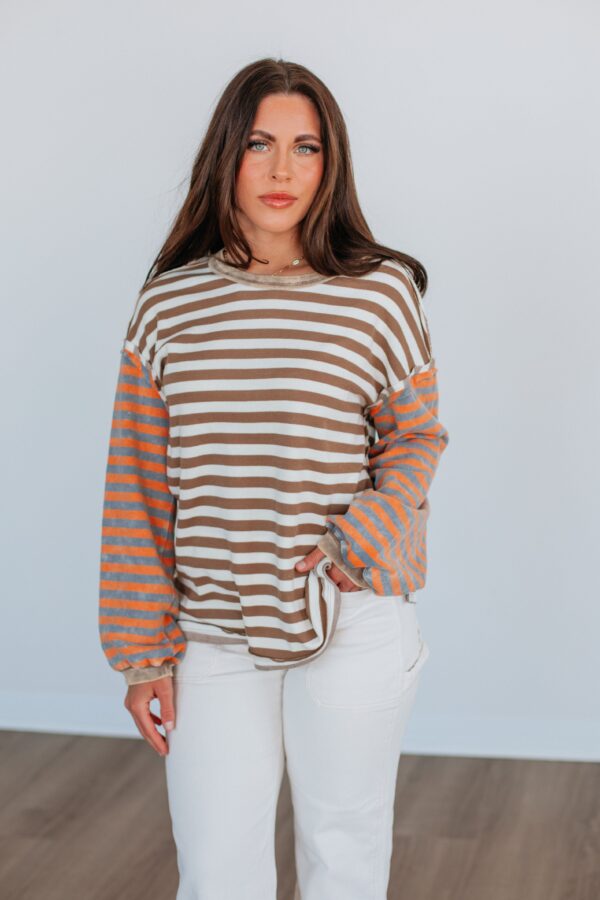 Kaden Striped Top - Mocha Mix
