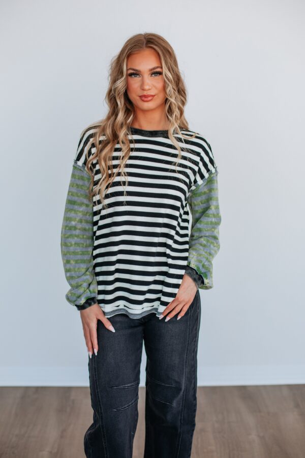Kaden Striped Top - Black Mix - Image 2