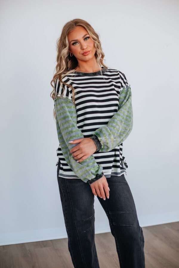Kaden Striped Top - Black Mix