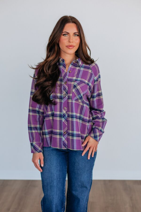 Jema Flannel Top - Violet Mix - Image 4