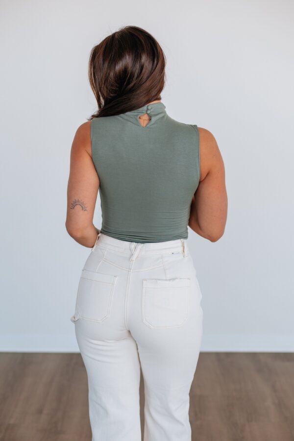 Skyler Mock Neck Bodysuit - Dusty Sage - Image 4