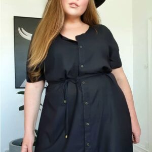 Greta Shirt Dress // Black