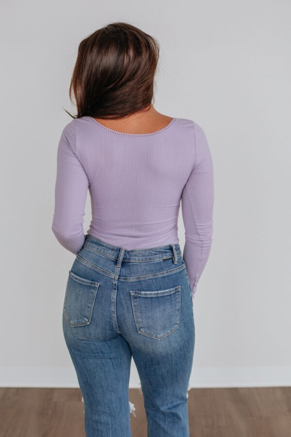 Haleigh Ribbed Bodysuit - Lilac - Image 6