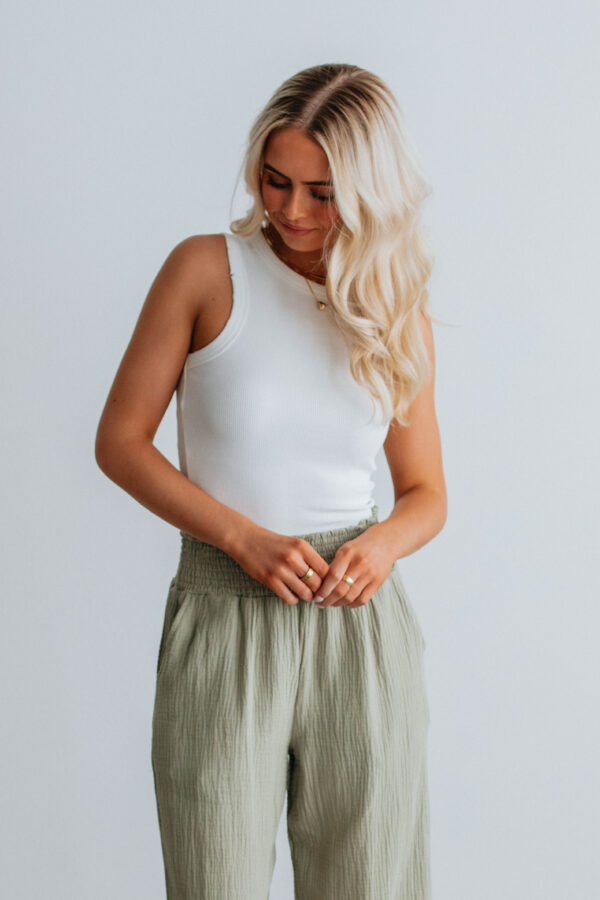 Haley Ribbed Tank - Ivory - Image 5