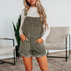 Hartley Corduroy Short Overalls - Olive