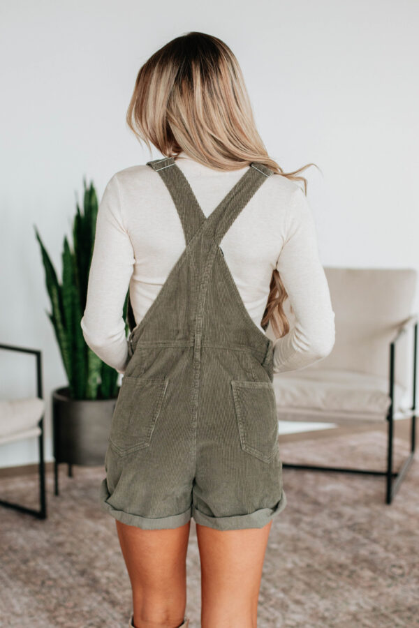 Hartley Corduroy Short Overalls - Olive - Image 5