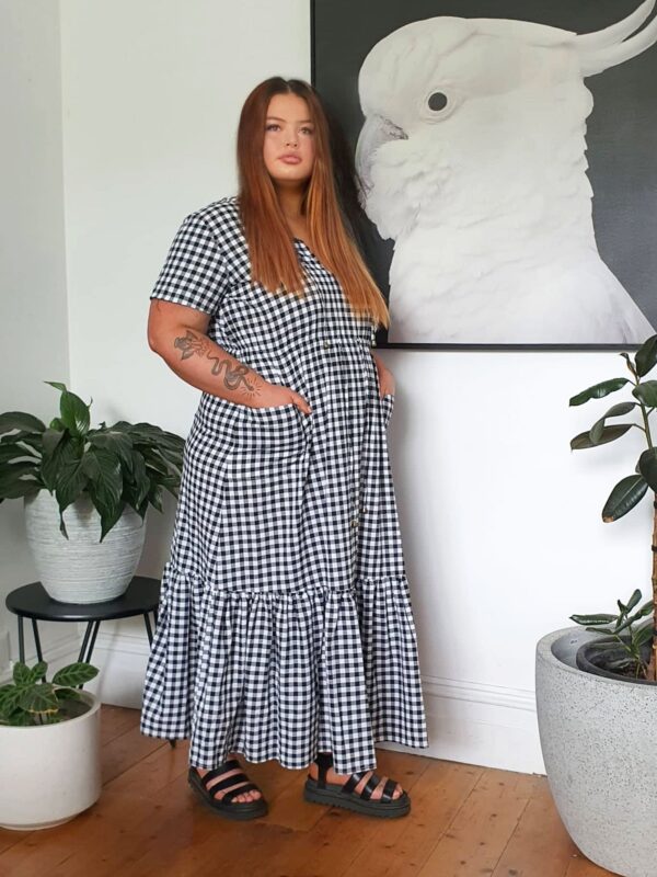 Tropical Maxi Dress // Gingham B&W - Image 3