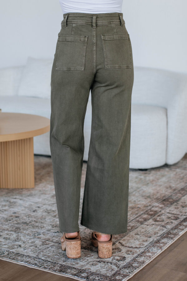 Linsley Wide Leg Pants - Olive - Image 3