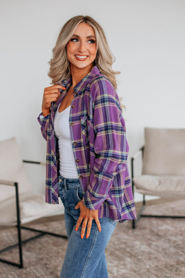 Jema Flannel Top - Violet Mix - Image 2