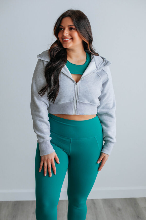 Soren Cropped Hoodie - Heather Grey - Image 5