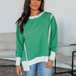 Luna Striped Top - Kelly Green Mix