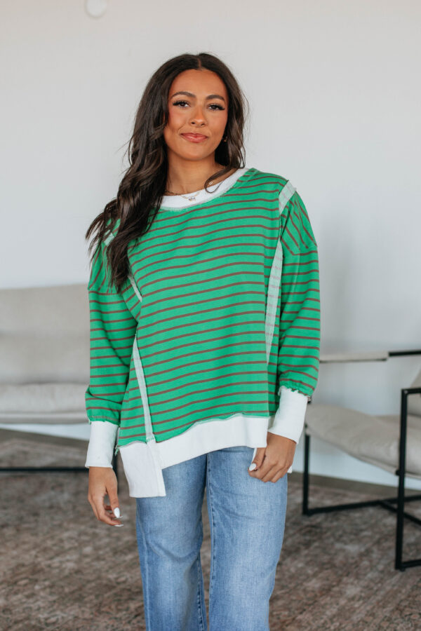 Luna Striped Top - Kelly Green Mix