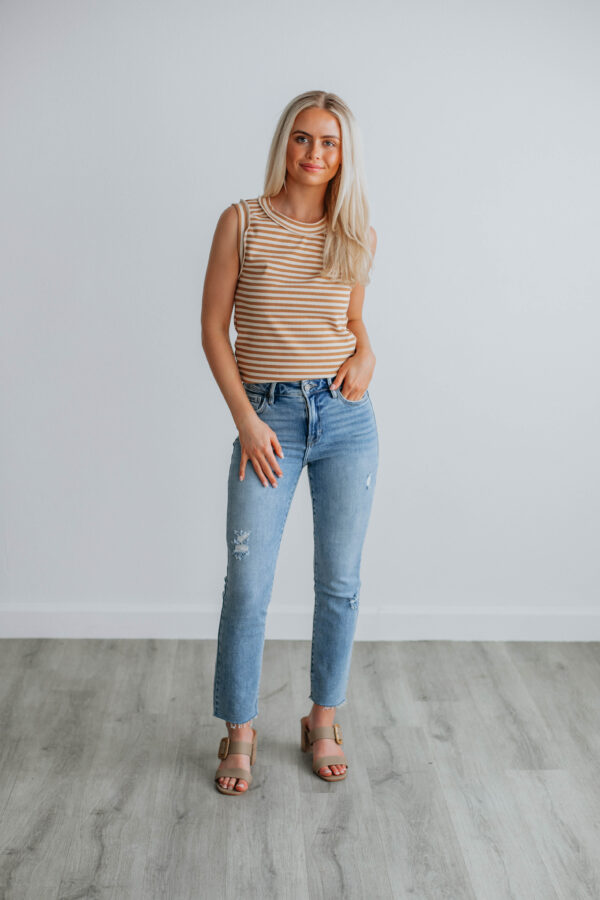 Tylar Ribbed Tank - Camel Mix - Image 2