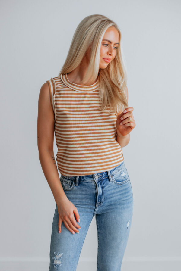Tylar Ribbed Tank - Camel Mix - Image 5