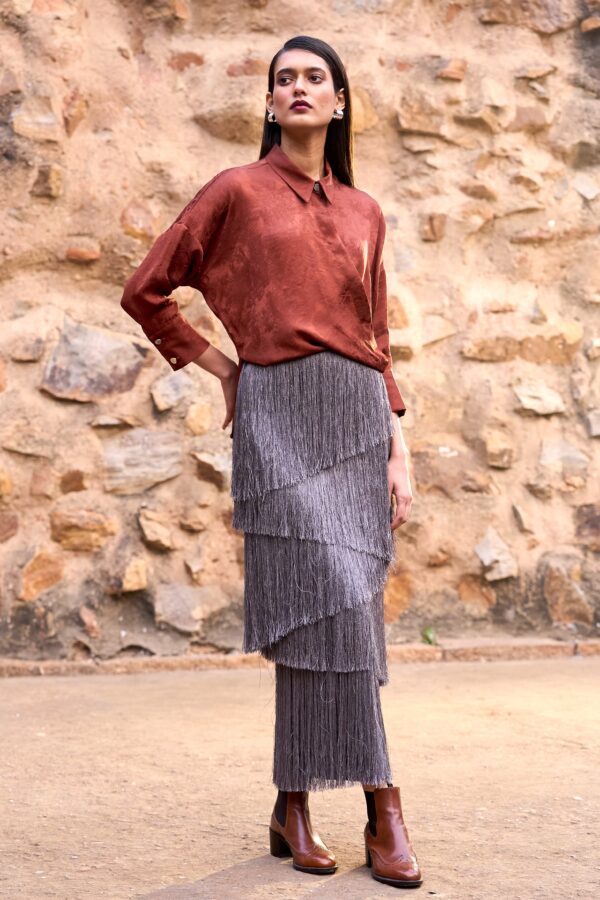 Cascading Fringe Maxi Skirt - Image 5
