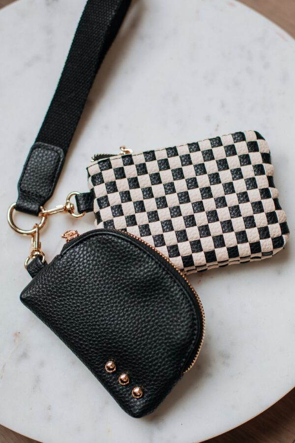 Ira Checkered Dual Wristlet - Black - Image 2