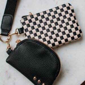 Ira Checkered Dual Wristlet - Black